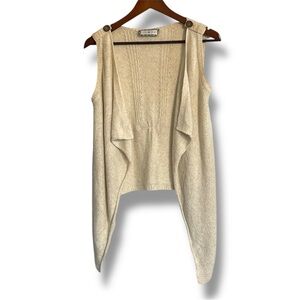 Cache Cache Cream Knit Linen Blend Open Waterfall Front Vest Size Small
